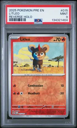 2025 POKEMON PRE EN-PRISMATIC EVOLUTIONS REVERSE HOLO #015 LITLEO PSA 9 - Image 1