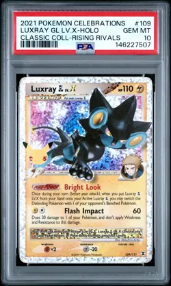 2021 POKEMON CELEBRATIONS CLASSIC COLLECTION #109 LUXRAY GL LV.X-HOLO PSA 10 - Image 1