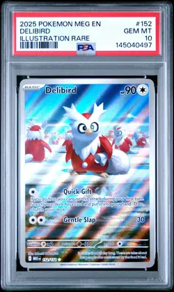 2025 POKEMON MEG EN-MEGA EVOLUTION ILLUSTRATION RARE #152 DELIBIRD PSA 10 - Image 1
