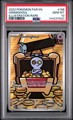2023 POKEMON PAR EN-PARADOX RIFT ILLUSTRATION RARE #198 GIMMIGHOUL PSA 10 - Image 1
