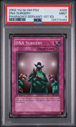 2002 YU-GI-OH! PSV-PHARAOH'S SERVANT 1ST EDITION #026 DNA SURGERY PSA 9 - Image 1