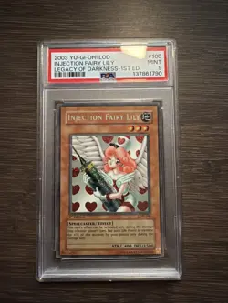 Yu-Gi-Oh Legacy of Darkness Injection Fairy Lily 1st Edition LOD-100 Psa 9 - Image 1