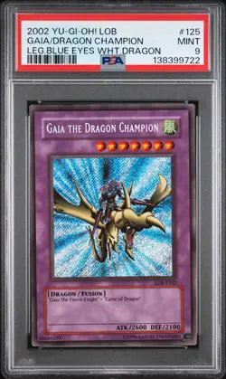 Gaia The Dragon Champion LOB-E125 Secret Rare Unlimited Yugioh PSA 9 *722 - Image 1