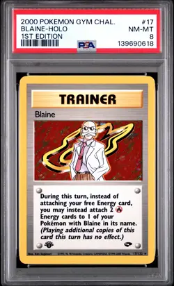 2000 POKEMON GYM CHALLENGE 1ST ED #17 BLAINE-HOLO PSA 8 - Image 1