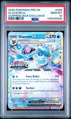 2025 POKEMON PRISMATIC EVOLUTIONS SURPRISE BOX EXCLUSIVE GLACEON EX PSA 10 - Image 1