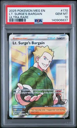 2025 POKEMON MEG EN-MEGA EVOLUTION ULTRA RARE #170 LT. SURGE'S BARGAIN PSA 10 - Image 1