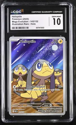 Pokemon English Helioptile 143/132 2025 Mega Evolution CGC 10 not PSA - Image 1
