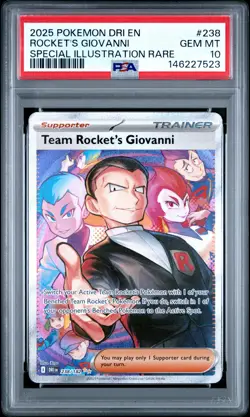 2025 POKEMON DESTINED RIVALS SPECIAL ILLUSTRATION TEAM ROCKET'S GIOVANNI PSA 10 - Image 1