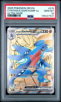 2025 POKEMON DRI EN-DESTINED RIVALS ULTRA RARE #215 CYNTHIA'S GARCHOMP EX PSA 10 - Image 1