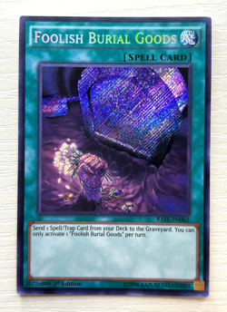 YuGiOh! Foolish Burial Goods RATE-EN065 Secret Rare 1st Ed NM - Image 1