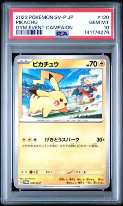 2023 POKEMON JPN SV-P PROMO GYM EVENT CAMPAIGN #120 PIKACHU PSA 10 - Image 1