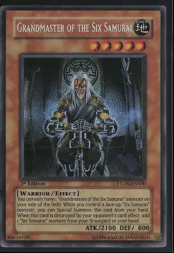 Grandmaster of the Six Samurai STON-EN000 Secret Rare 1st Edition Yu-Gi-Oh - Image 1