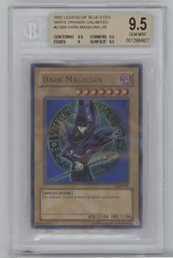 2002 Yugioh LOB-LEGEND OF BLUE EYES WHITE DRAGON DARK MAGICIAN BGS 9.5 Unlimited - Image 1