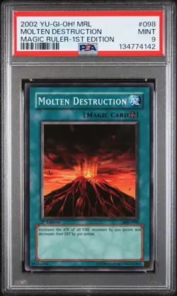 2002 YU-GI-OH! MRL-MAGIC RULER 1ST EDITION #098 MOLTEN DESTRUCTION PSA 9 - Image 1