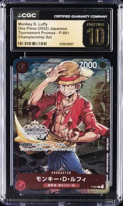 2022 ONE PIECE JPN TOURNAMENT PROMOS CHAMP SET MONKEY D. LUFFY CGC 10 PRISTINE - Image 1