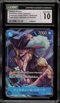 One Piece CCG Dracule Mihawk Emperors JPN SR Alt Art OP09-048 CGC 10 - Image 1