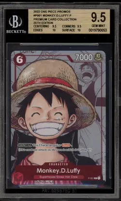 One Piece CCG Monkey.D.Luffy 25th Premium Card Coll. Promo P-001 BGS 9.5 - Image 1