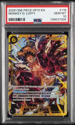 2025 ONE PIECE OP10-ROYAL BLOOD #118 MONKEY D. LUFFY PSA 10 - Image 1