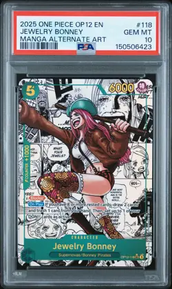 2025 ONE PIECE MANGA ALTERNATE ART OP12-118 JEWELRY BONNEY PSA 10 - Image 1