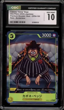 One Piece CCG Capone "Gang" Bege PRB01 Japanese Rare Borderless OP04-100 CGC 10 - Image 1