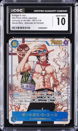 2025 ONE PIECE JPN CARRYING ON HIS WILL SECRET PORTGAS D. ACE CGC 10 GEM MINT - Image 1
