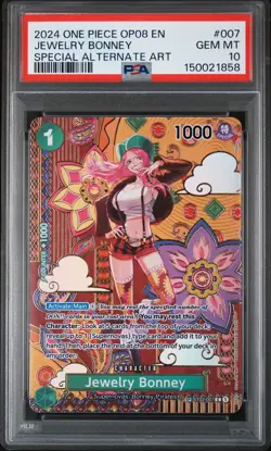 2024 ONE PIECE OP08-TWO LEGENDS SPECIAL ALTERNATE ART #007 JEWELRY BONNEY PSA 10 - Image 1