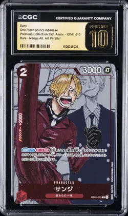 2022 ONE PIECE JPN 25TH ANNIVERSARY MANGA ALT ART #OP01-001 SANJI CGC 10 - Image 1
