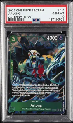 2025 ONE PIECE EB02-EXTRA BOOSTER -ANIME 25TH COLL- ALTERNATE ART ARLONG PSA 10 - Image 1