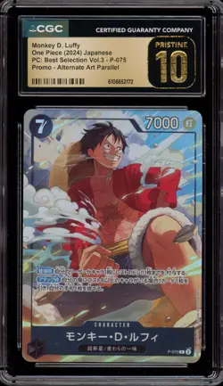 One Piece CCG Monkey.D.Luffy Best Vol. 3 JPN Alt Art Promo P-075 CGC 10 Pristine - Image 1