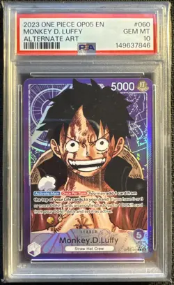 One Piece 2023 Monkey D. Luffy OP05-060 Alternate Art OP05 GEM MINT PSA 10 - Image 1