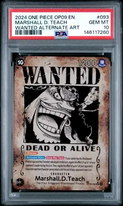 2024 ONE PIECE OP09-EMPERORS IN THE NEW WORLD #093 MARSHALL D. TEACH PSA 10 - Image 1
