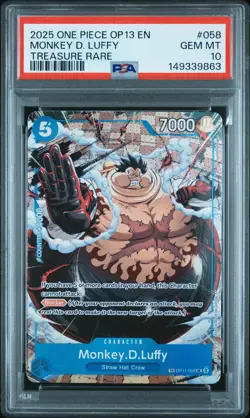 2025 ONE PIECE OP13-CARRYING ON HIS WILL TREASURE RARE MONKEY D. LUFFY PSA 10 - Image 1