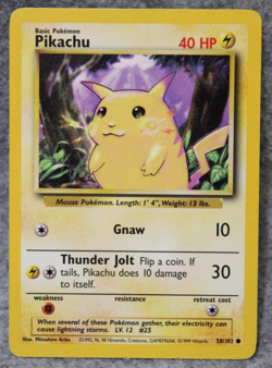 Pokemon TCG Pikachu Base Set 58/102 Unlimited Common Card LP - Image 1