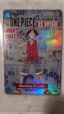 Official One Piece Card Game – US Voyage College Basketball Promo Monkey D. Luff - Image 1