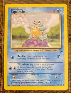 2000 POKEMON BASE SET 2 SQUIRTLE CARD 93/130 BASIC 40 HP - Image 1