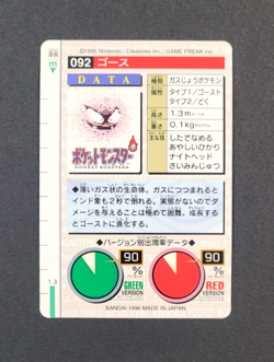 1996 Bandai Carddass #92 GASTLY - Japanese Pokemon Card ~HP - Image 2