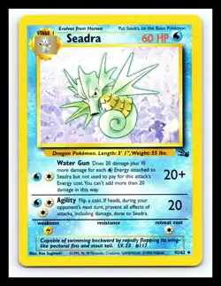 💥 Seadra Non Holo Foil WOTC Pokemon Card 42/62 Vintage Fossil Set 1999 💥 - Image 1