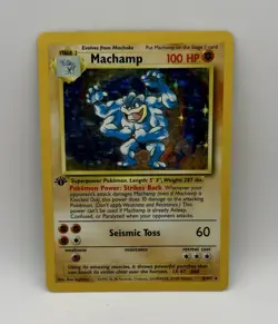 Pokemon Machamp 008/102 1st Edition Holo Card - Image 1