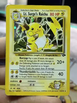 Lt. Surge's Raichu 11/132 Gym Challenge 2000 Fossil Vintage Pokemon Card WOTC - Image 3