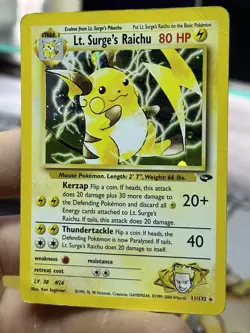 Lt. Surge's Raichu 11/132 Gym Challenge 2000 Fossil Vintage Pokemon Card WOTC - Image 4