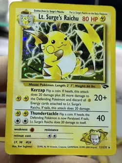 Lt. Surge's Raichu 11/132 Gym Challenge 2000 Fossil Vintage Pokemon Card WOTC - Image 5