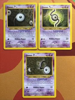 [3x] Pokemon Card Lot: Unown [P, S, & V] Neo Destiny Unlimited *Lightly Played* - Image 1