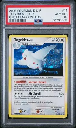 2008 Pokemon D&P Great Encounters #11 Togekiss Holo PSA 10 Card GEM MINT Low Pop - Image 1