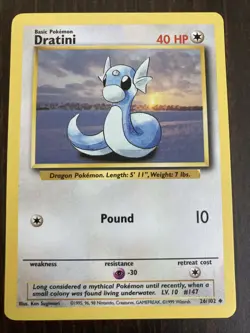 Dratini 26/102 Base Set Rare Vintage 1999 Pokemon Card Dratiny Drattini Dratinni - Image 1