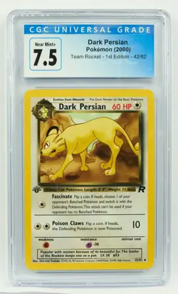 Dark Persian 1st Edition 42/82 CGC 7.5 Team Rocket 2000 Graded Pokemon Card Slab - Image 1