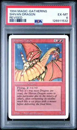 MTG - Shivan Dragon - Revised Edition Magic - Graded PSA 6 - Image 1