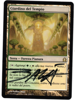 MTG TEMPLE GARDEN RETURN TO RAVNICA ITALIAN RARE LAND SIGNED VOLKAN BAGA LP - Image 1