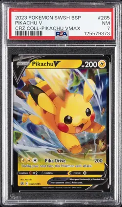 2023 POKEMON SWSH BLACK STAR PROMO #285 PIKACHU V PSA 7 - Image 1