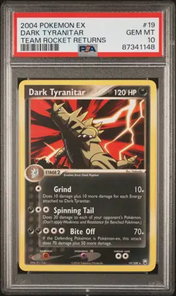 2004 POKEMON EX TEAM ROCKET RETURNS #19 DARK TYRANITAR PSA 10 - Image 1