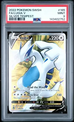 2022 POKEMON SWORD & SHIELD SILVER TEMPEST #185 FULL ART/LUGIA V PSA 9 - Image 1
